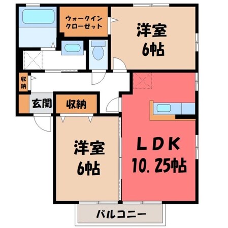 宇都宮駅 バス20分  横川西小学校前下車：停歩4分 1階の物件間取画像